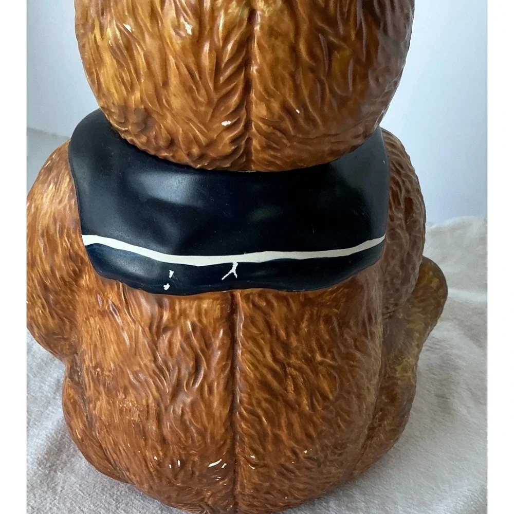 T-H-T Vintage 1994 Teddy Bear Cookie Jar Sailor Collar Ceramic‎ Brown Large 11in